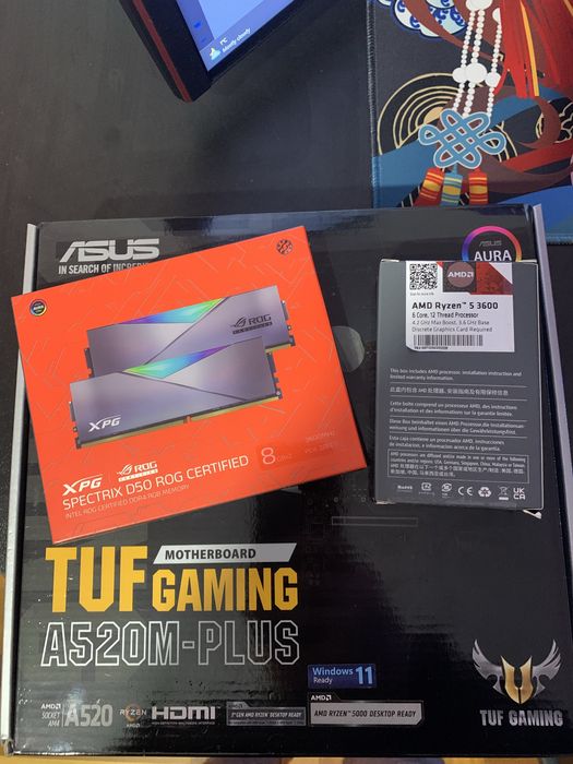 Комплект asus tuf gaming a520m-plus II rayzen 5 3600 ram 32gb adata