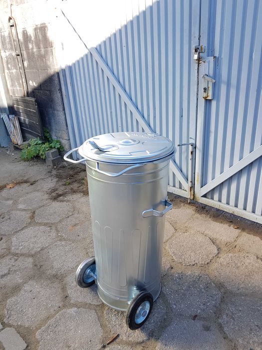 Pojemnik na odpady OCYNK kosz na POPIÓŁ śmieci NOWY 110L KÓŁKA mocny!
