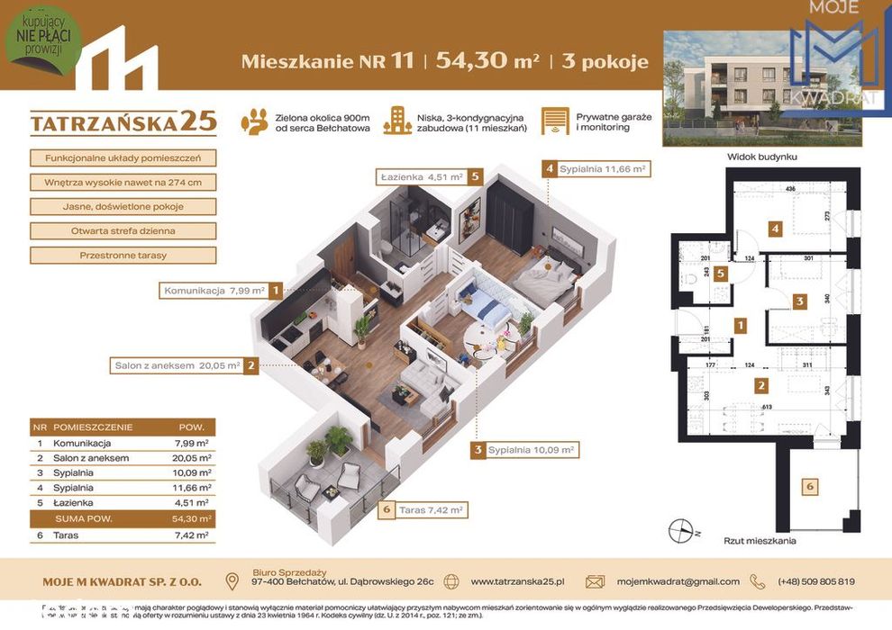 Mieszkanie na sprzedaż, 3 pokoje, 54 m², Bełchatów