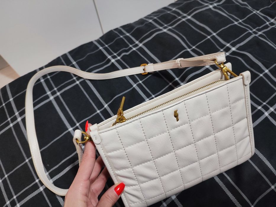 Kremowo złota torebka na pasku Ochnik