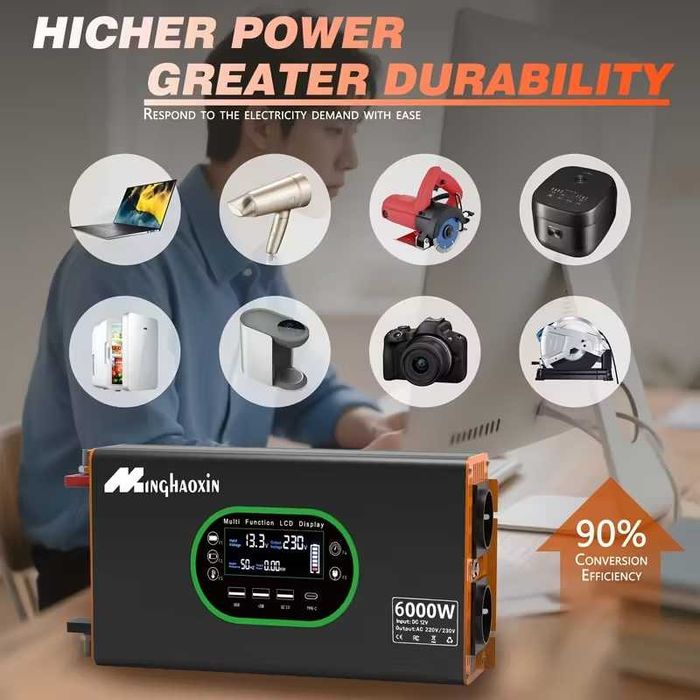 Инвертор напряжения  Minghaoxin 6000W с чистой синусоидой, хорошее качество,хорошая цена