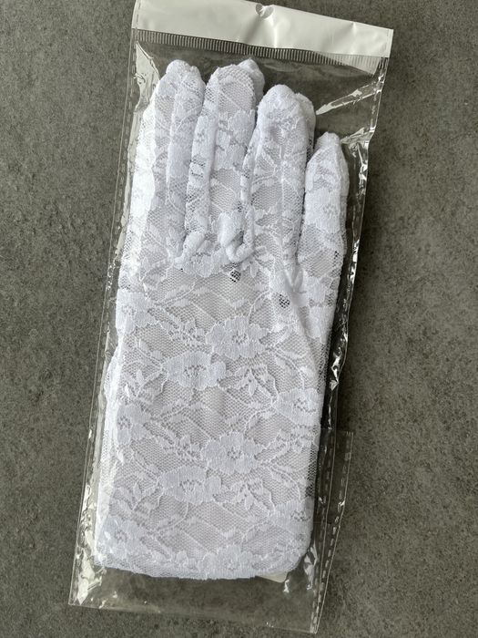 Перчатки белые кружевные, свадебные