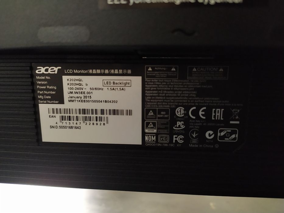 Acer K202HQL — 20” HD