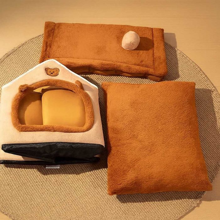 Legowisko domek pluszowy dla kota małego psa kojec poduszka buda