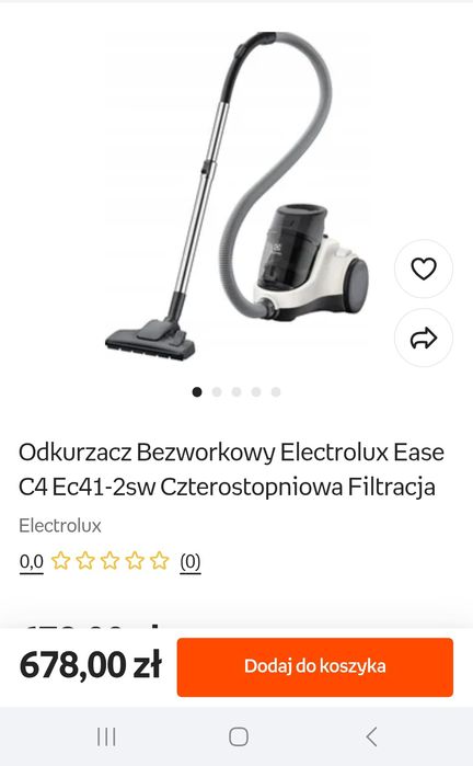 Odkurzacz bezworkowy Electrolux Ease