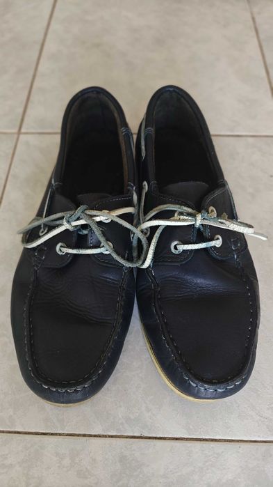 Sapatos Sailor’s em pele azul – Nº 42, estilo náutico, em bom estado