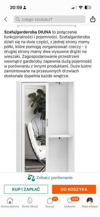 Nowa pojemna szafa z lustrem