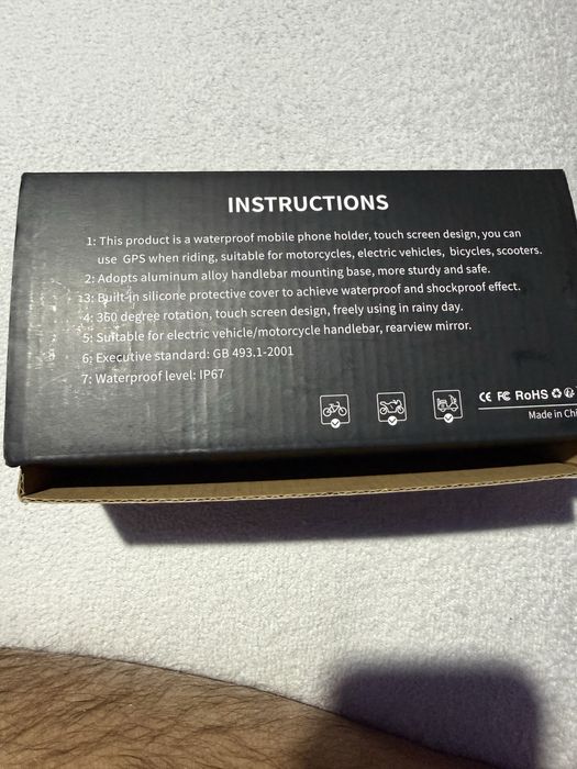 Suporte Telemóvel Impermeável para Mota/Bicicleta – IP67 – Novo