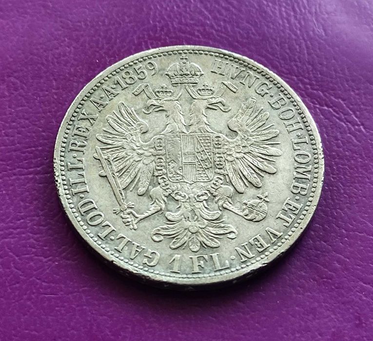 Moneta 1 FLOREN 1859 A / AUSTRIA - Srebro - Rzadkość !
