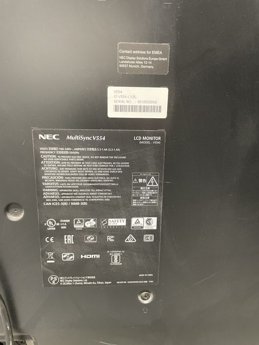 Monitor wielkoformatowy nec multisync v554