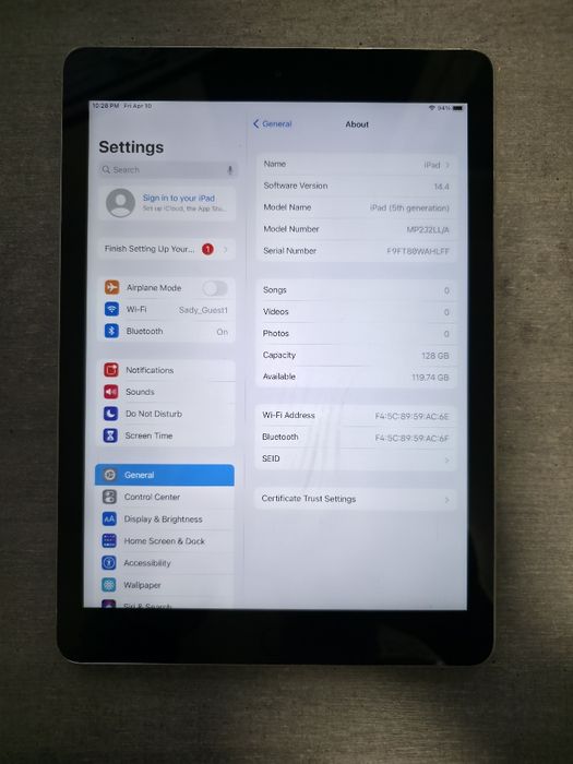 iPad 5 покоління. 2017 рік. 128GB. Space Grey. Гарантія