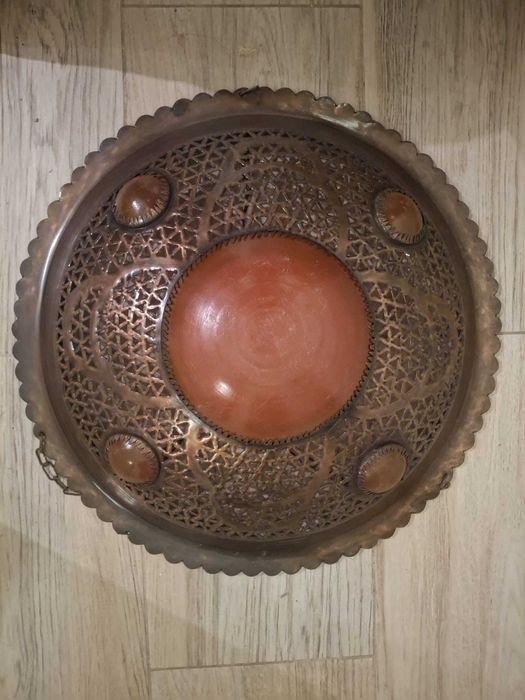Iluminária de teto de metal e vidro, estilo Marroquino / Boho Chic