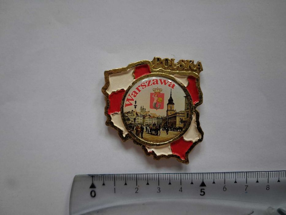 Magnes na lodówkę - 389g. POLSKA Warszawa MAPA metalowa