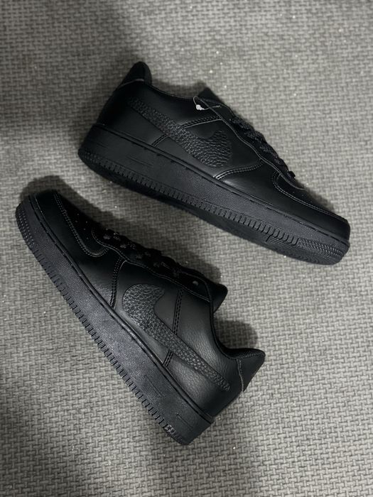 Кроссовки мужские зимние Nike Air Force leather winter black найк Форс