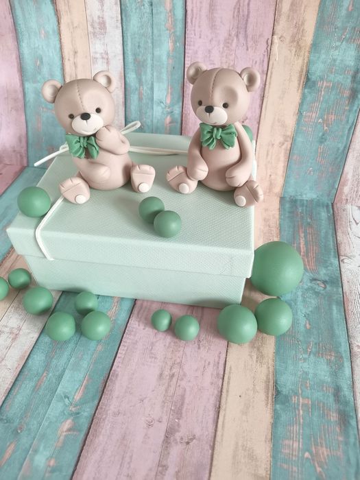 Dekoracja z masy cukrowej misie chrzest święty roczek 2