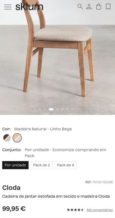 Mesa Sklum + 6 cadeiras