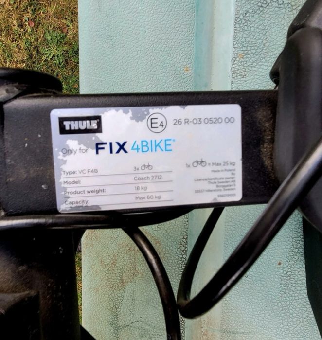 Thule bagażnik rowerowy 3 rowery fix4bike Volvo uchwyt hak platforma