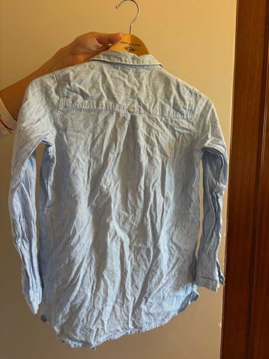 Camisa azul às riscas tamanho 11/12 da Tiffosi