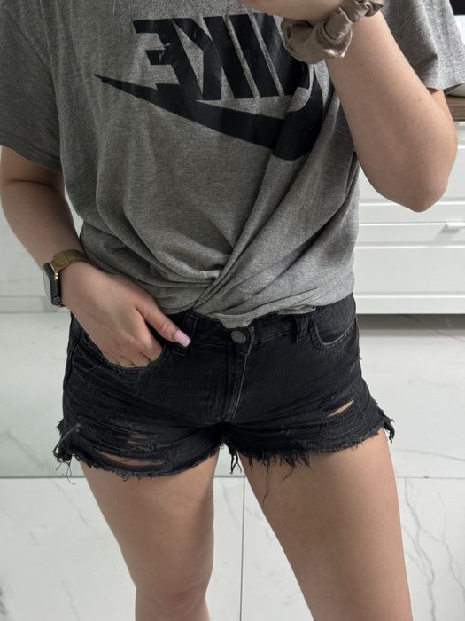 Damskie shorty krótkie spodenki jeansowe czarne