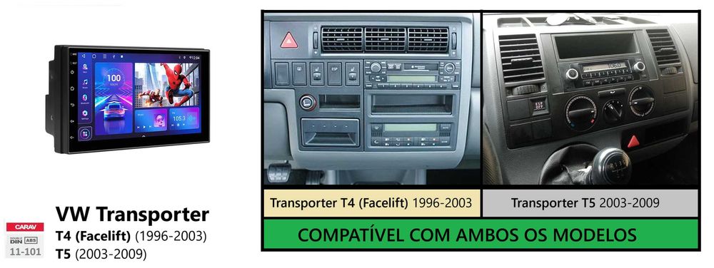 (NOVO) Rádio 2DIN • VW Transporter T4 / T5 / T6 • Android [4+64GB]