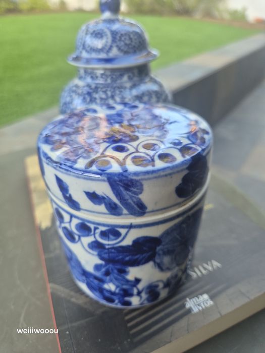 Lote 2 Boiões Azul e Branco com tampa