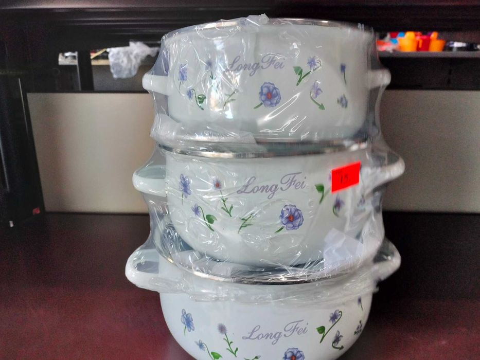 Zestaw 5 solidnych garnków emaliowanych indukcja gaz elektryczna pokry