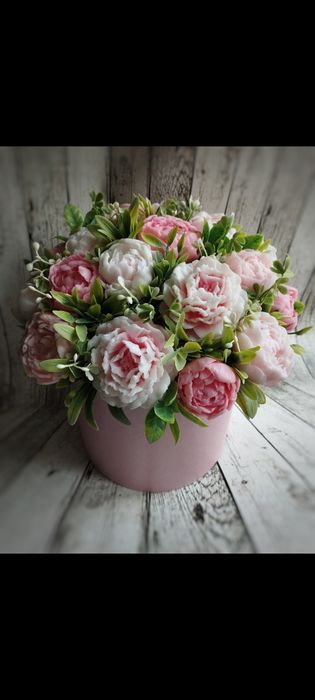 Букет з мила из мыла композиція мило ручної роботи рози троянди піони