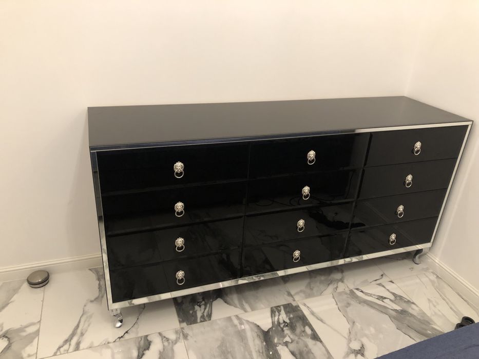 Komoda czarna glamour, noga ludwik, kolatka, nowoczesna, OKAZJA!!!