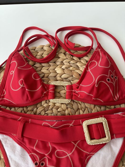 Strój kąpielowy czerwony bikini dwuczęściowe S