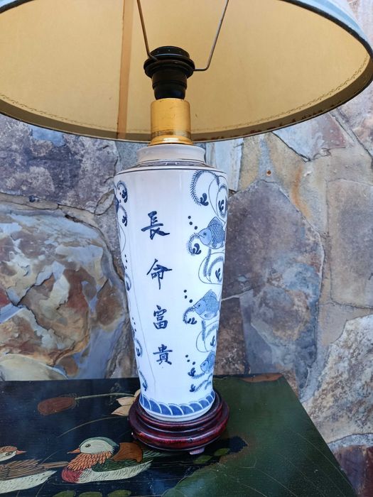 Candeeiro Abajur Porcelana da China Antigo 61 cm
