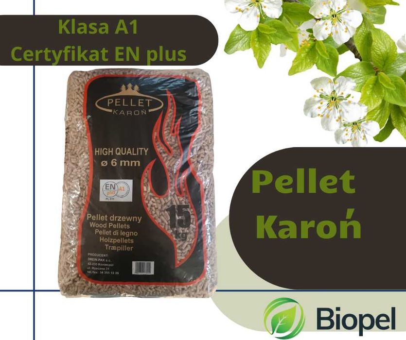Pellet certyfikowany drzewny sosonowy Pelet Karoń Fi 6 EnPlus A1
