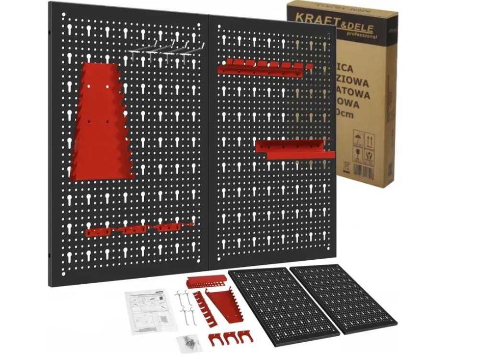 Металева дошка для інструментів для майстерні 80 × 60 см KRAFT&DELE KD11896, Металева перфорована дошка для інструментів