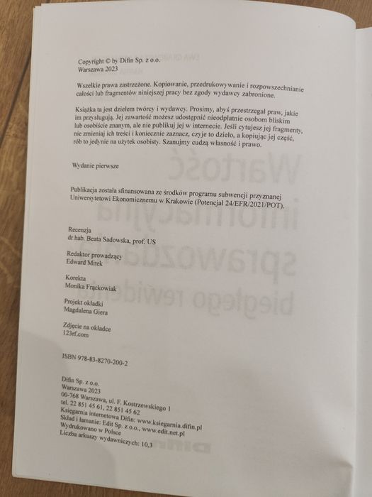 Wartość informacyjna sprawozdania biegłego rewidenta – stan bdb