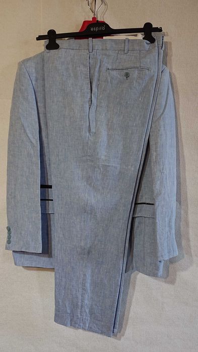 Мужской летний костюм пиджак 2XL 3XL 56 58 большой размер лён