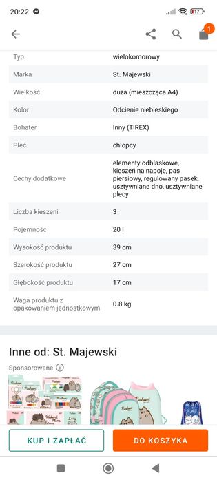 Plecak szkolny chłopięcy