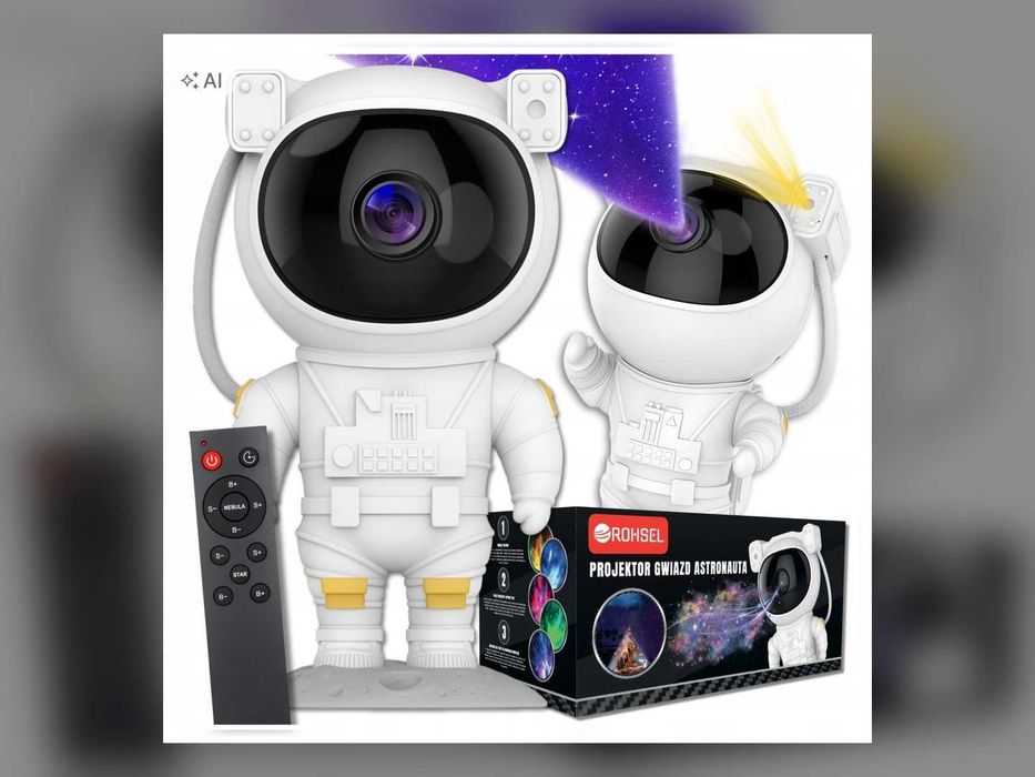 Projektor Gwiazd Astronauta Lampka Nocna Dla Dzieci Rzutnik Kosmos LED Z Pilotem Do Pokoju Na Prezent