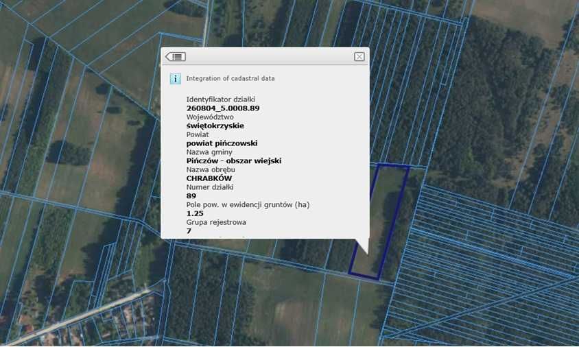 Działka rekreacyjna 1,26 ha Chrabków, gm. Pińczów