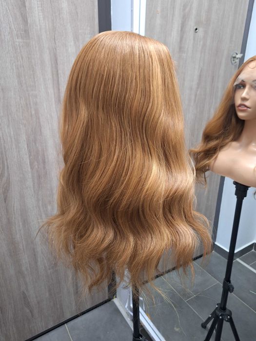 Peruka Kręcona Długa Ruda Na Siatce Lace Front Wig