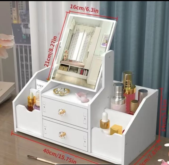 Toaleta mini organizer na kosmetyki z lustrem