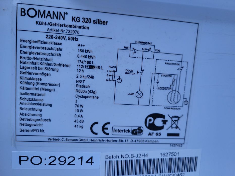Lodówka z zamrażarką 3 szuflady BOMANN