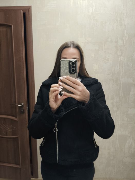 Чорна дублянка з еко замші