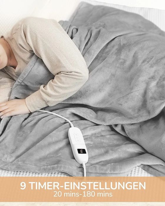 Alljoy Koc grzewczy z automatycznym wyłączaniem, pluszowy koc grzewczy
