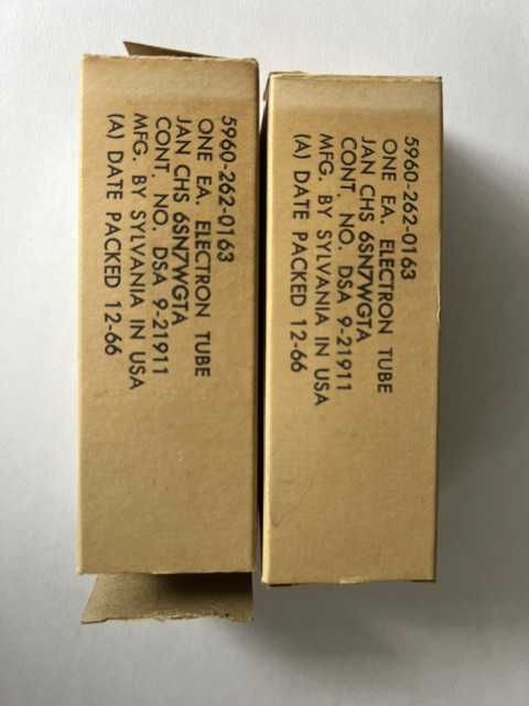 6SN7 WGTA NOS NIB Sylvania dobrana para 1966 Best lampy elektronowe !