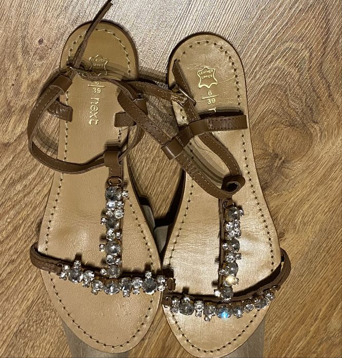 Sandały 39 skóra kryształki
