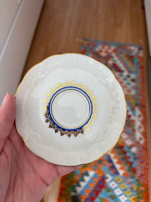 Serviço de café Vista Alegre Antigo - Azul e Dourado