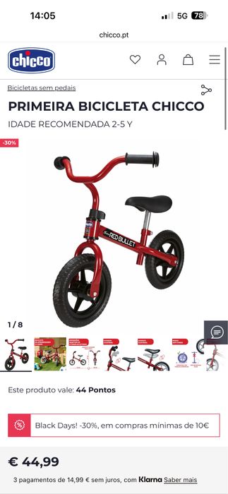 Primeira Bicicleta chicco sem pedais