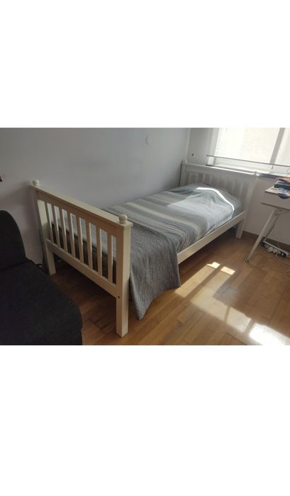 Cama de solteiro madeira, branca, 90x200