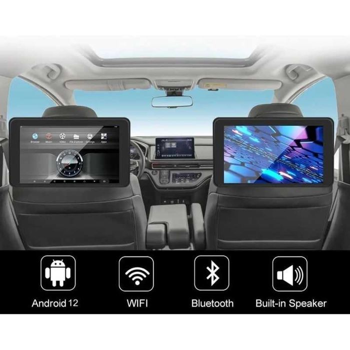 Monitores Android 10,2" Encosto de Cabeça Youtube Video USB