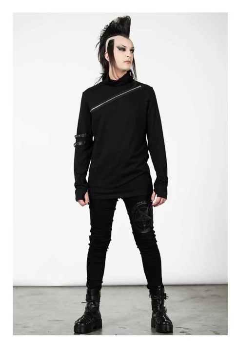 Czarna Bluzka/ Koszulka Wysoki Kołnierz KILLSTAR Long Sleeve Top