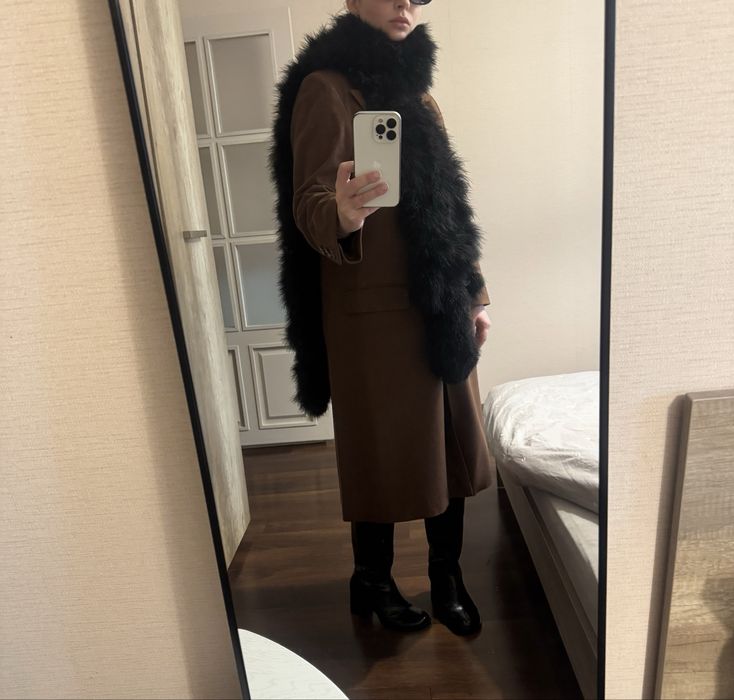 Вінтажний чорний палантин sonia rykiel із натурального пір'я страуса